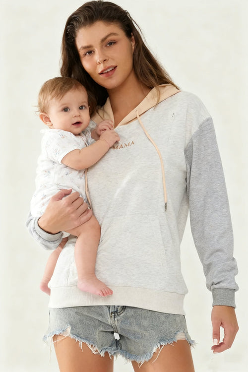 Giftifymama Colorblock Nursing Hoodie With Pocket