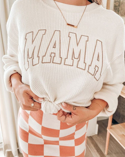 Corded Embroidered Mama Nursing Sweatshirt