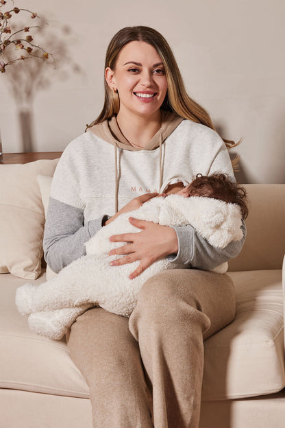 Mama Colorblock Cropped Nursing Hoodie