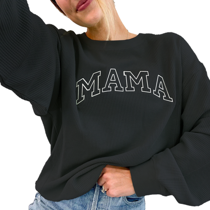 Waffle Knit Mama With Zippers Breastfeeding Sweatshirt