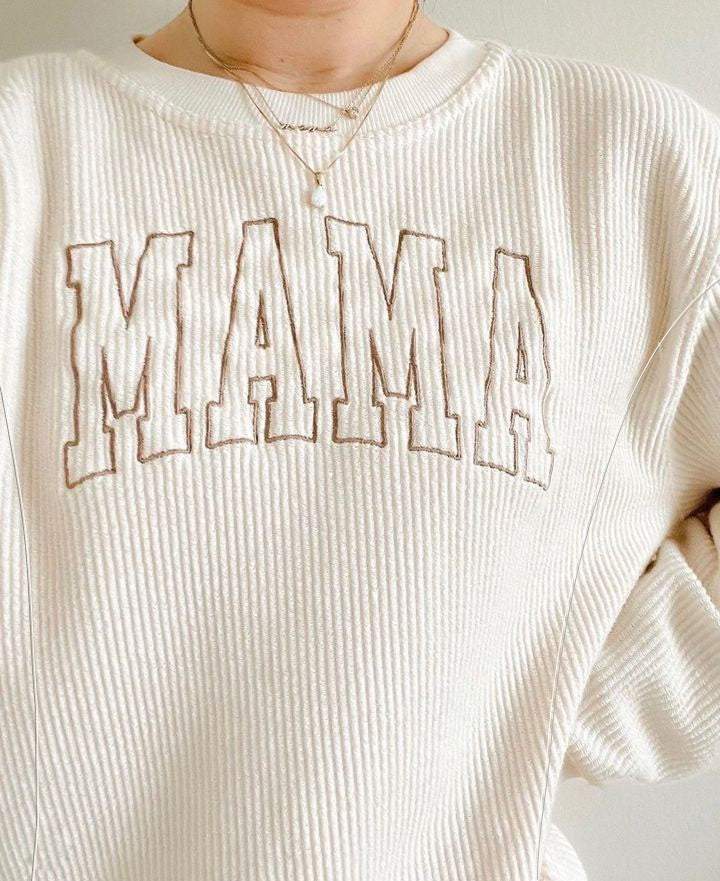 Corded Embroidered Mama Nursing Sweatshirt