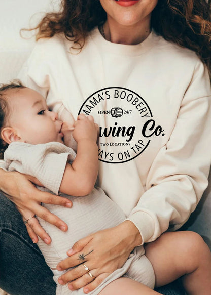 Mama's Boobery Zip Crewneck Breastfeeding Sweatshirt