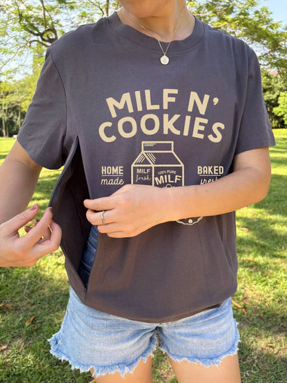 Funny Milf N' Cookies Nursing T-shirt
