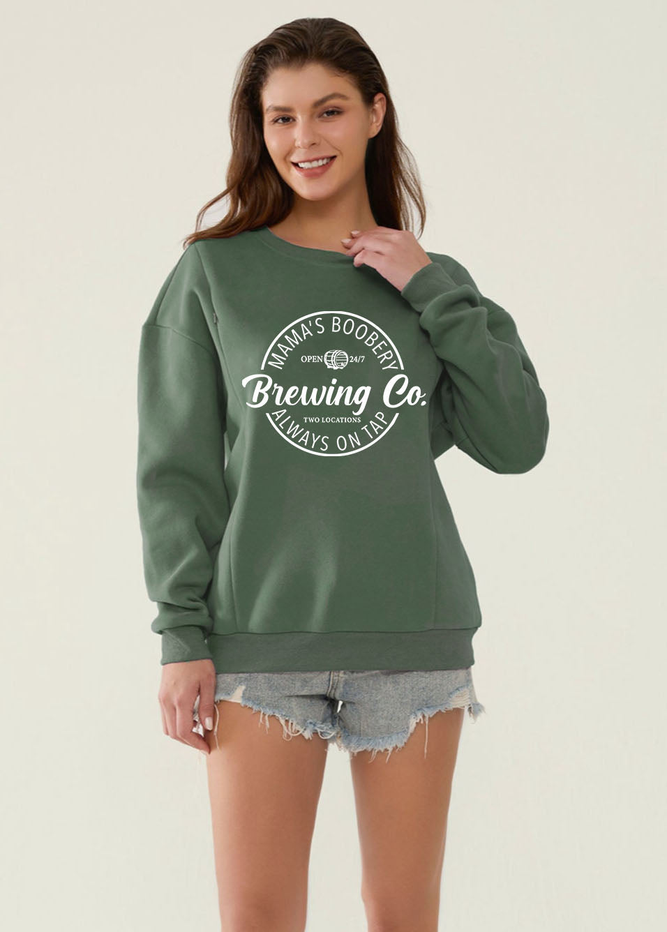 Mama's Boobery Zip Crewneck Breastfeeding Sweatshirt