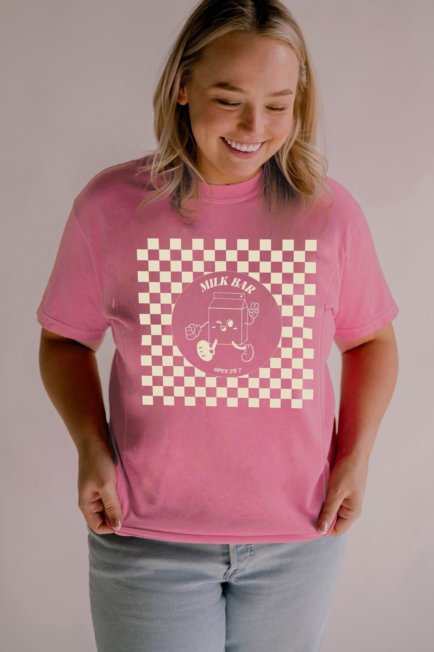 Checkered Milk Carton Nursing Tee