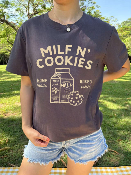 Funny Milf N' Cookies Nursing T-shirt