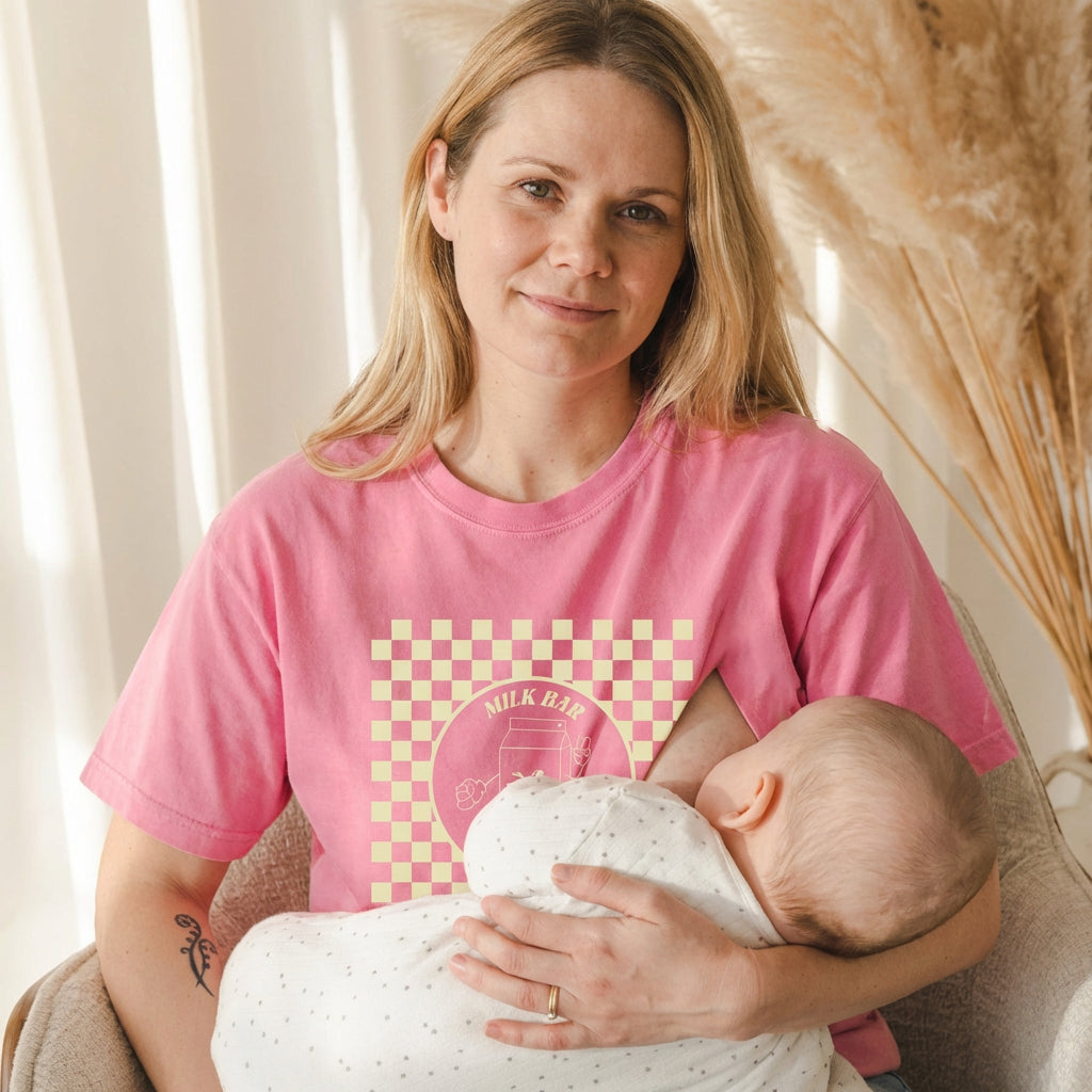 Checkered Milk Carton Nursing Tee