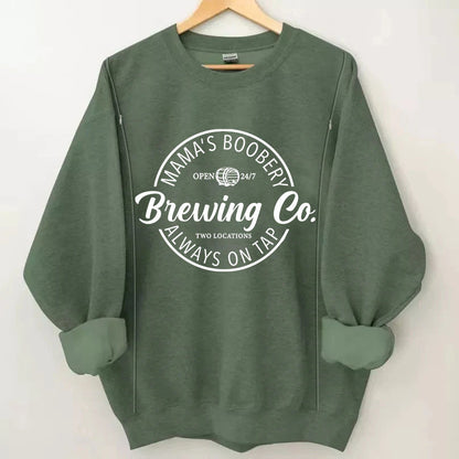 Mama's Boobery Zip Crewneck Breastfeeding Sweatshirt