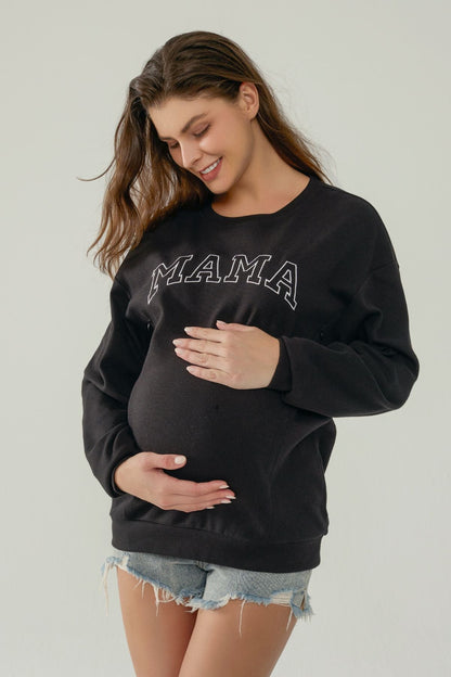 Waffle Knit Mama With Zippers Breastfeeding Sweatshirt