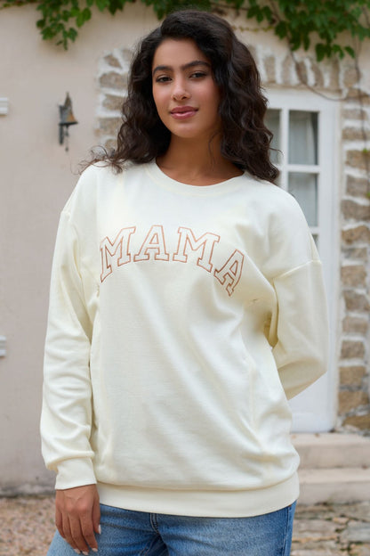 Waffle Knit Mama With Zippers Breastfeeding Sweatshirt