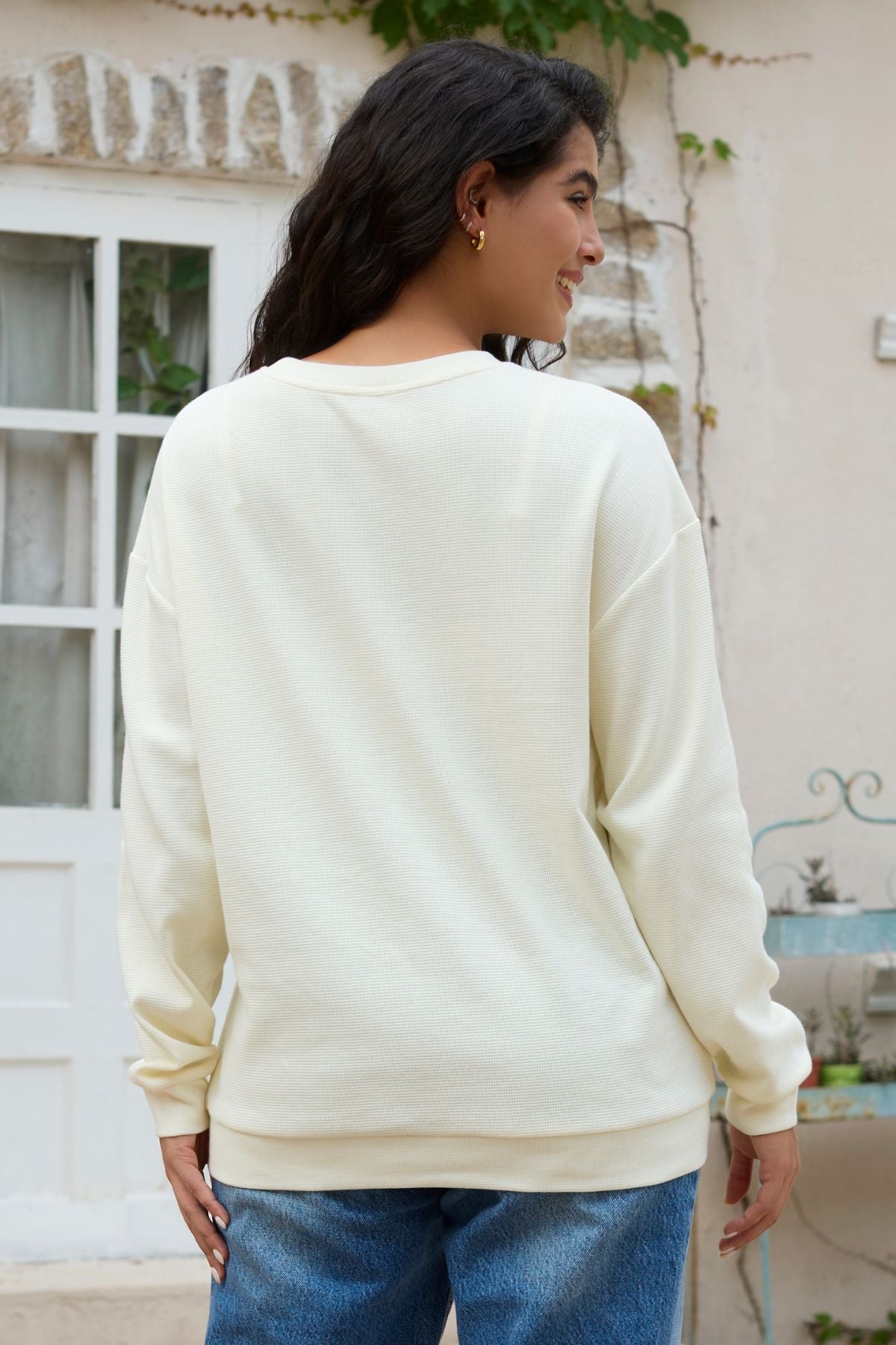 Waffle Knit Mama With Zippers Breastfeeding Sweatshirt