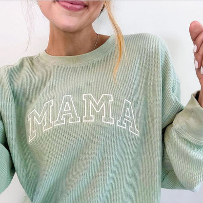 Waffle Knit Mama With Zippers Breastfeeding Sweatshirt