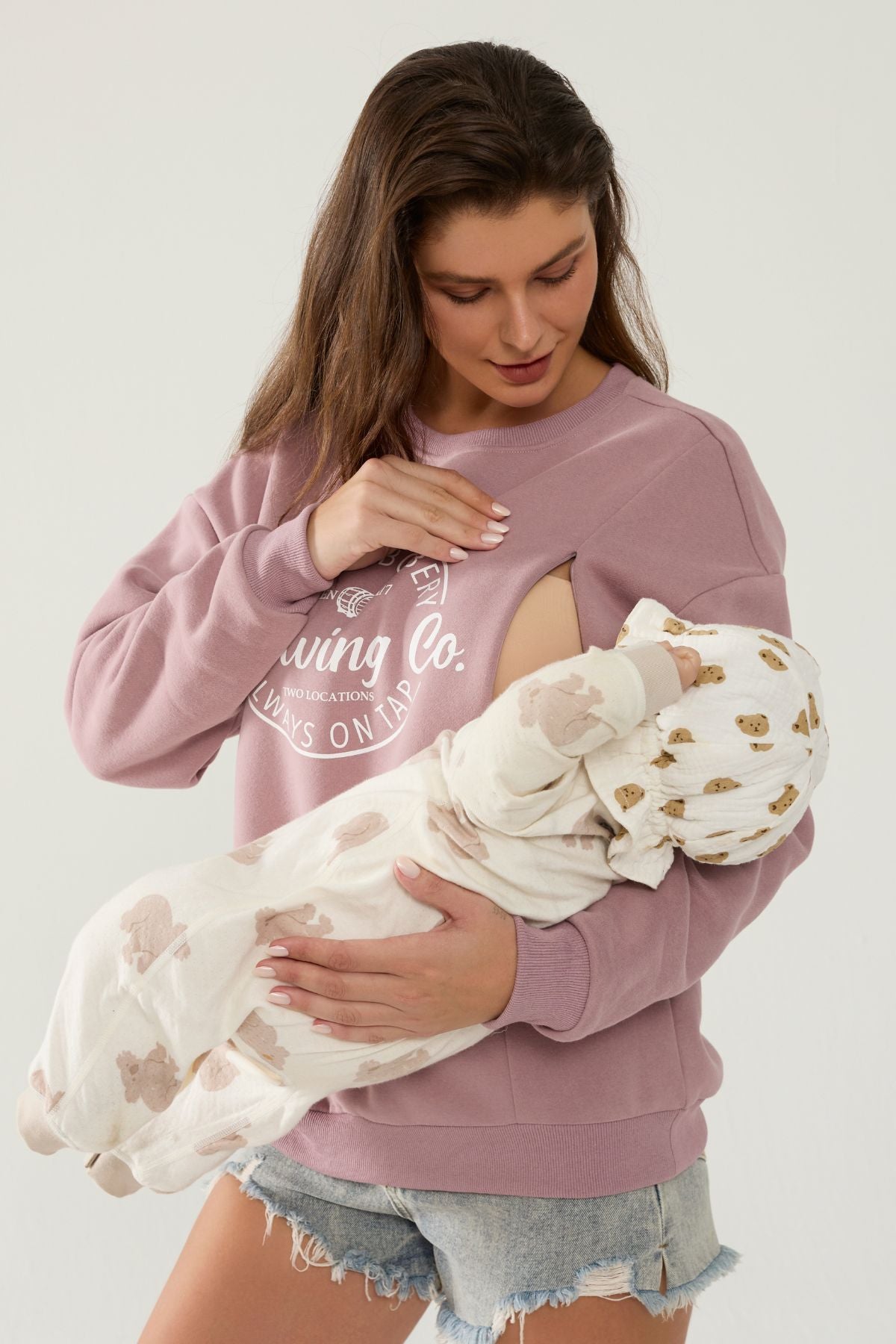 Mama's Boobery Zip Crewneck Breastfeeding Sweatshirt