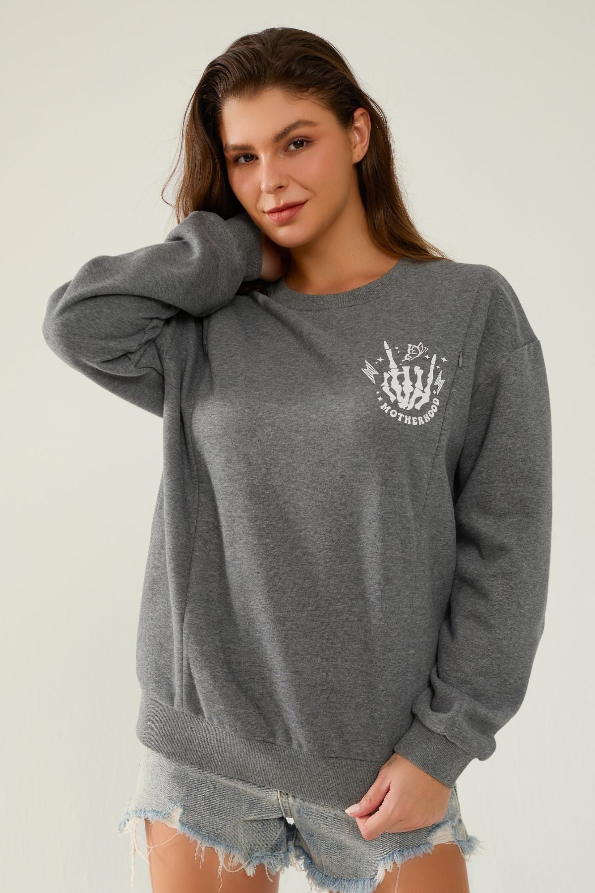 Motherhood Sometimes I Rock It Sometimes It Rocks Me Nursing Sweatshirt