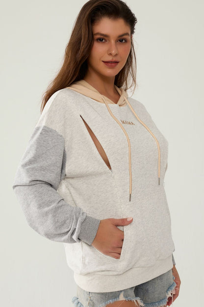 Giftifymama Colorblock Nursing Hoodie With Pocket