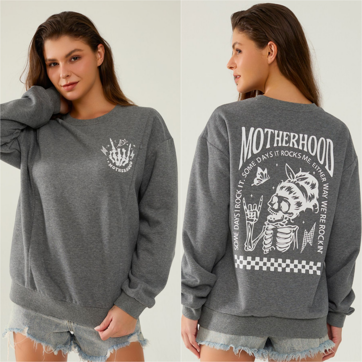 Motherhood Sometimes I Rock It Sometimes It Rocks Me Nursing Sweatshirt