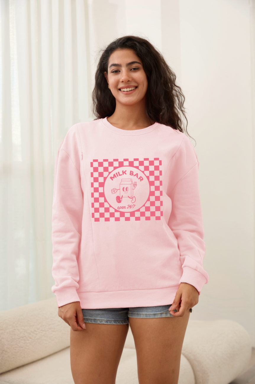 Checkered Milk Carton Nursing Sweatshirt