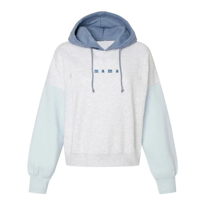 Embroidered Mama Color Block Nursing Cropped Hoodie