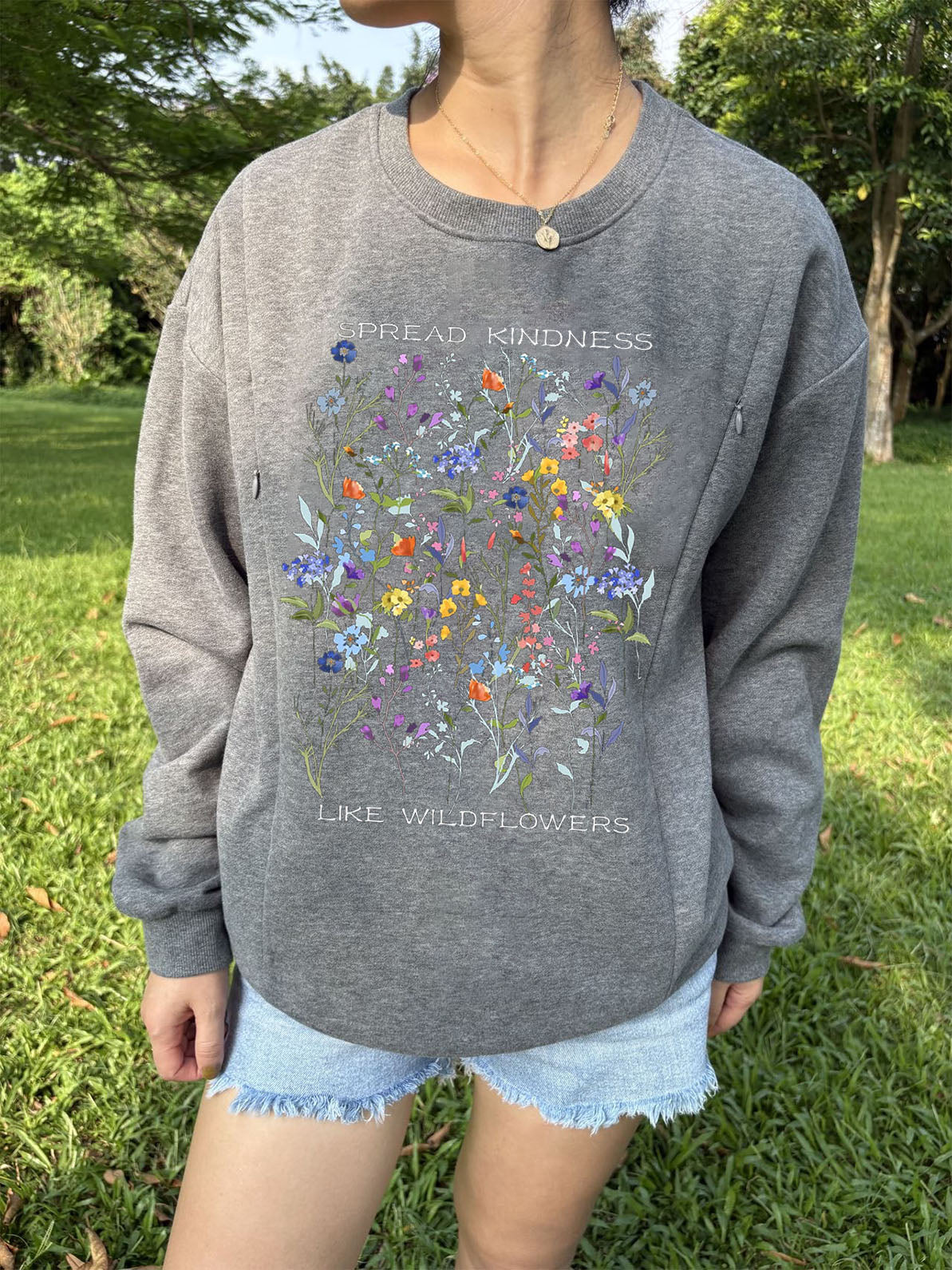 Spread Kindness Like Wildflowers Comfy Nursing Sweatshirt