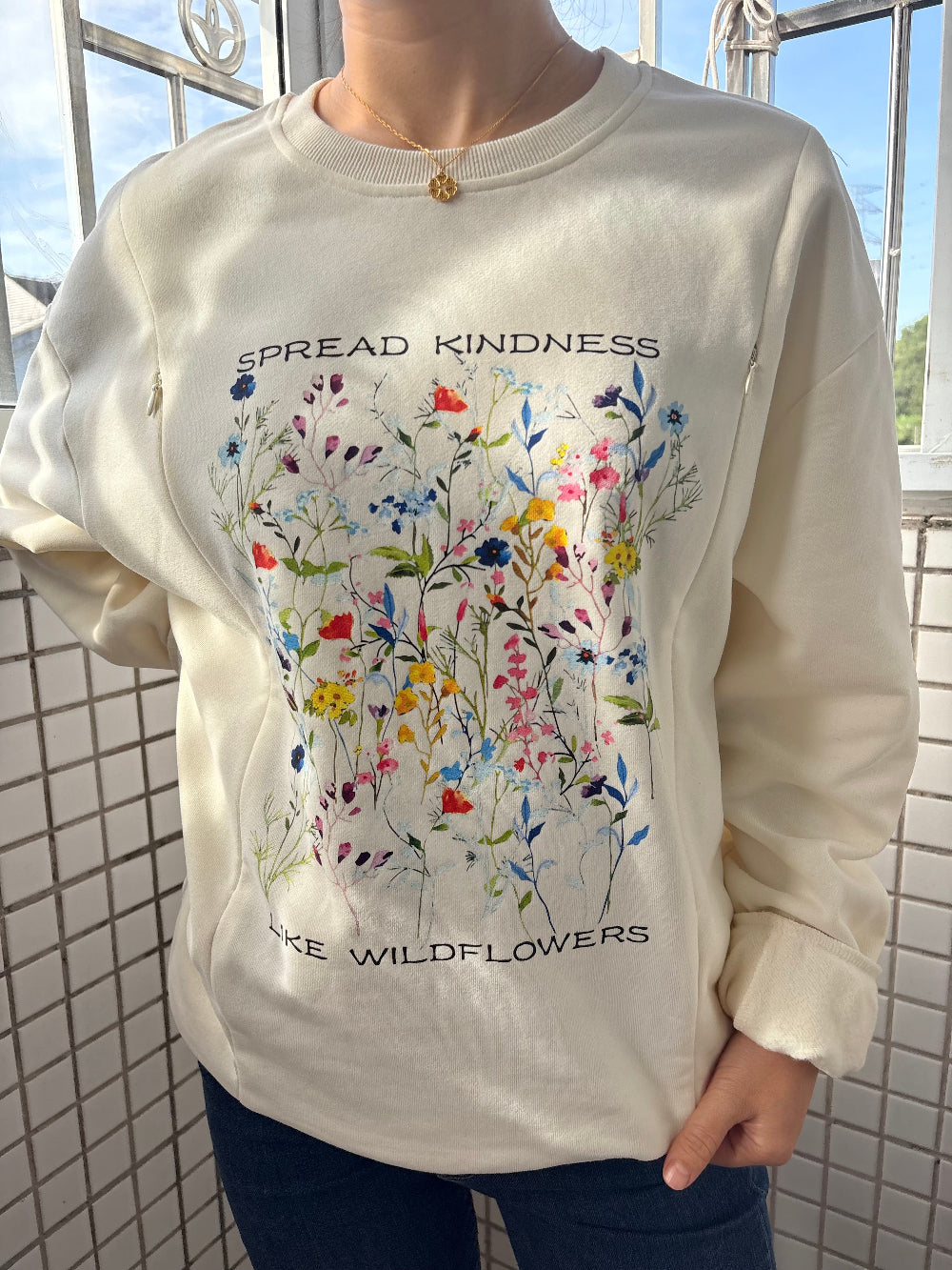 Spread Kindness Like Wildflowers Comfy Nursing Sweatshirt