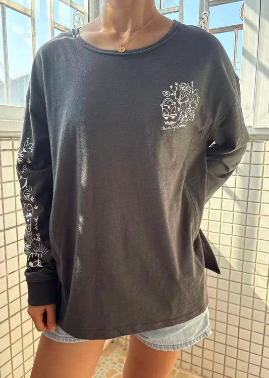 Oversized Cotton Doodle Breastfeeding T-Shirt