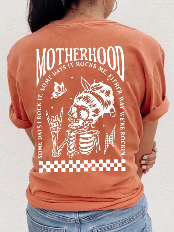 Motherhood Sometimes I Rock It Sometimes It Rocks Me Nursing T-shirt