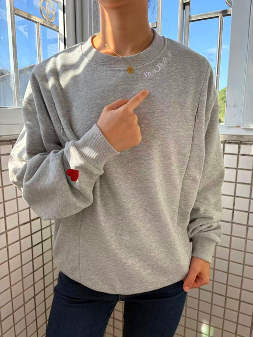 Oversized Mama Embroidered Nursing Sweatshirt