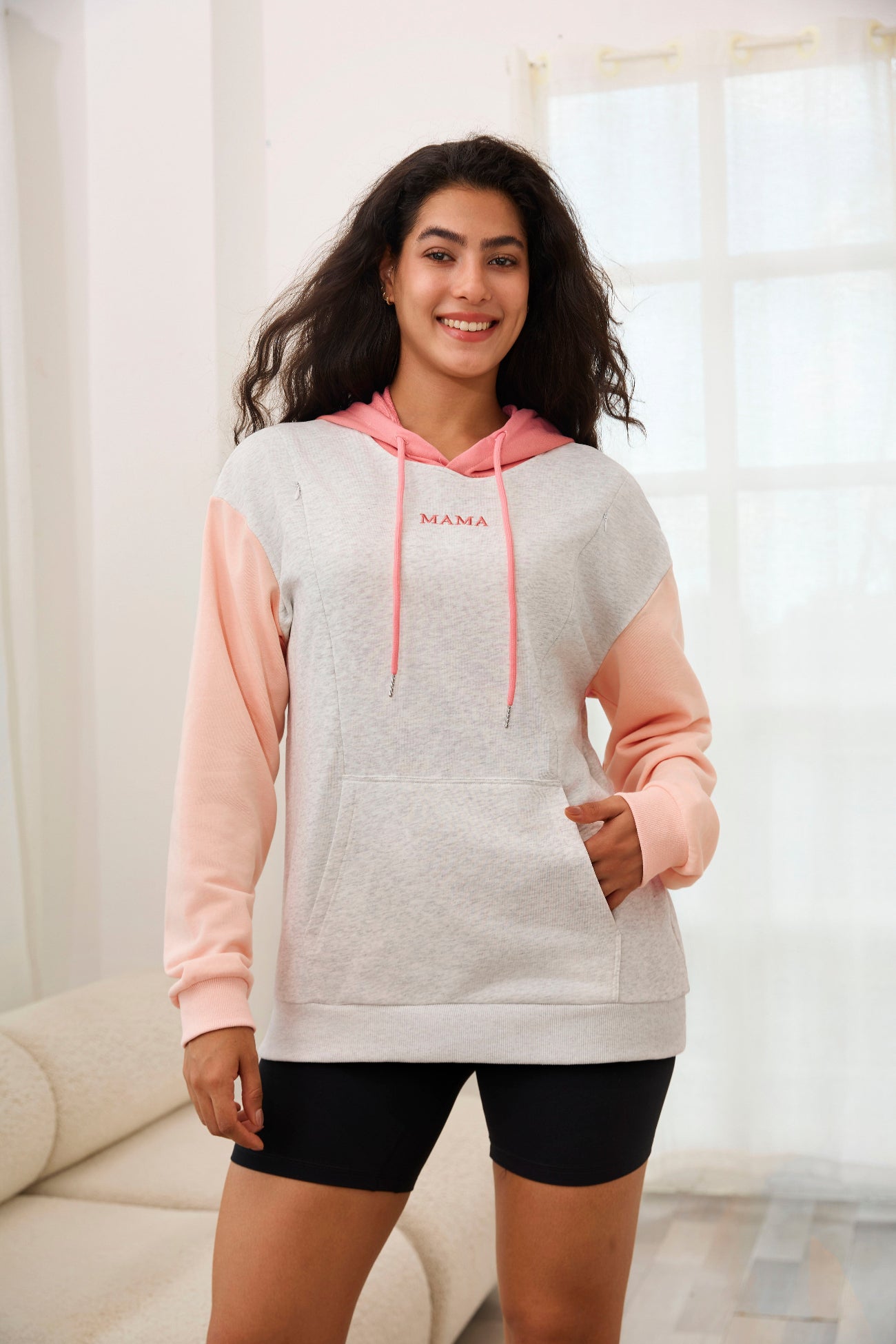 Giftifymama Colorblock Nursing Hoodie With Pocket