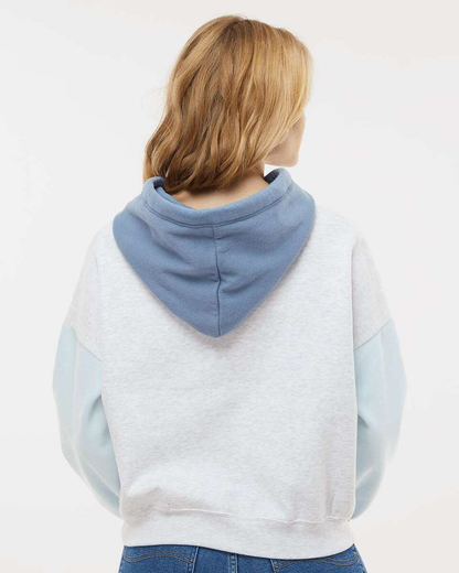 Embroidered Mama Color Block Nursing Cropped Hoodie