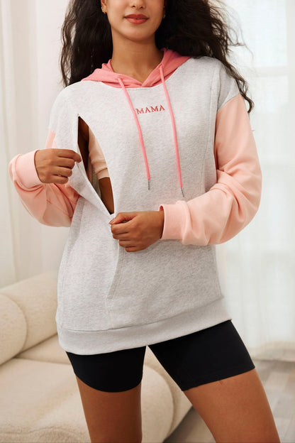 Giftifymama Colorblock Nursing Hoodie With Pocket