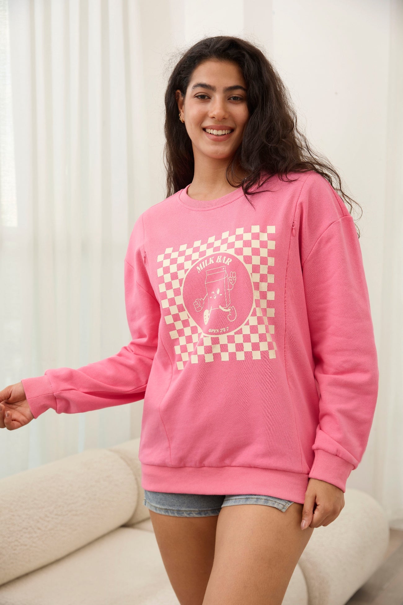 Checkered Milk Carton Nursing Sweatshirt