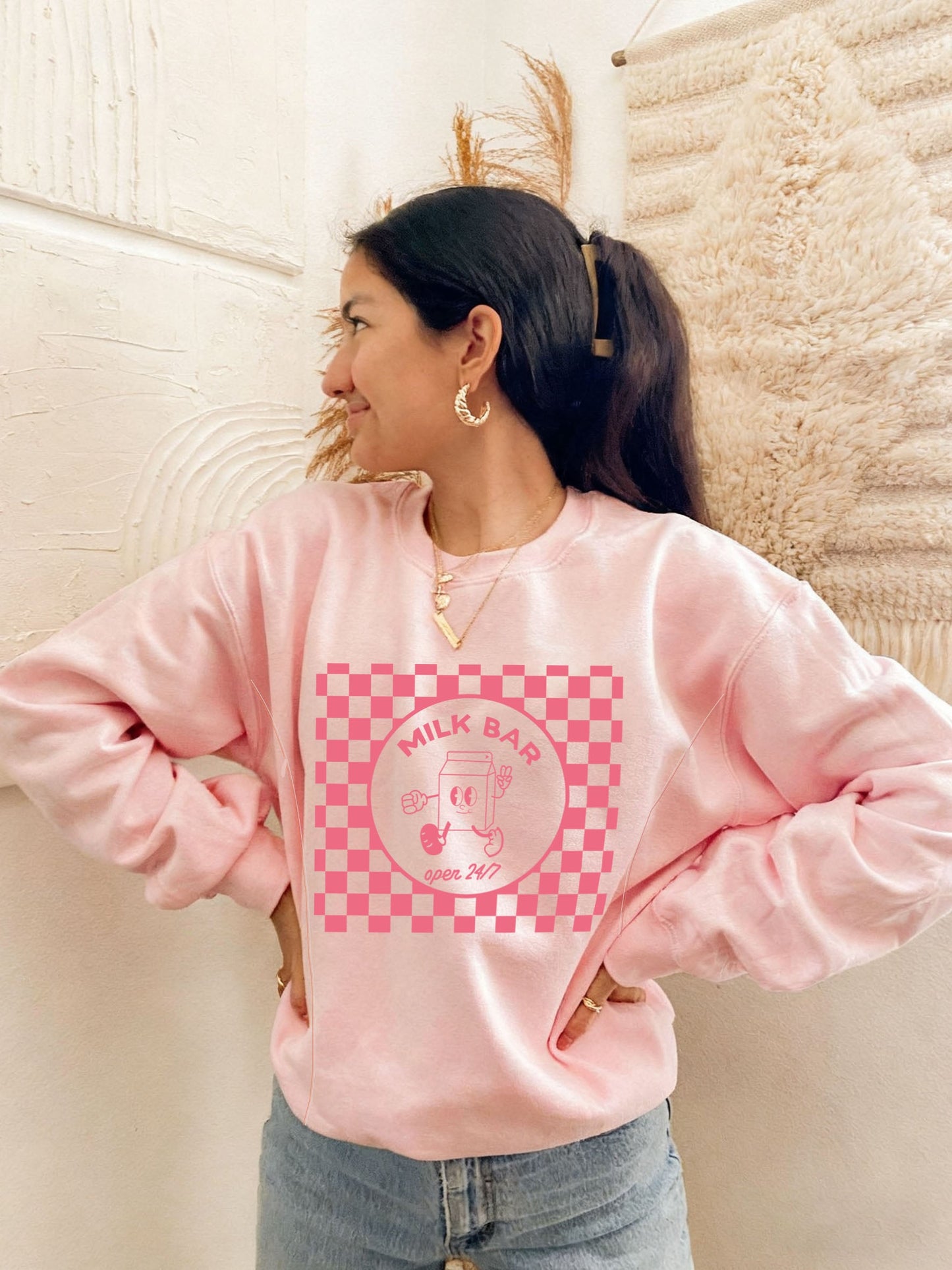 Checkered Milk Carton Nursing Sweatshirt