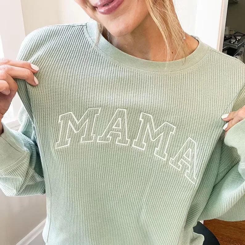 Waffle Knit Mama With Zippers Breastfeeding Sweatshirt